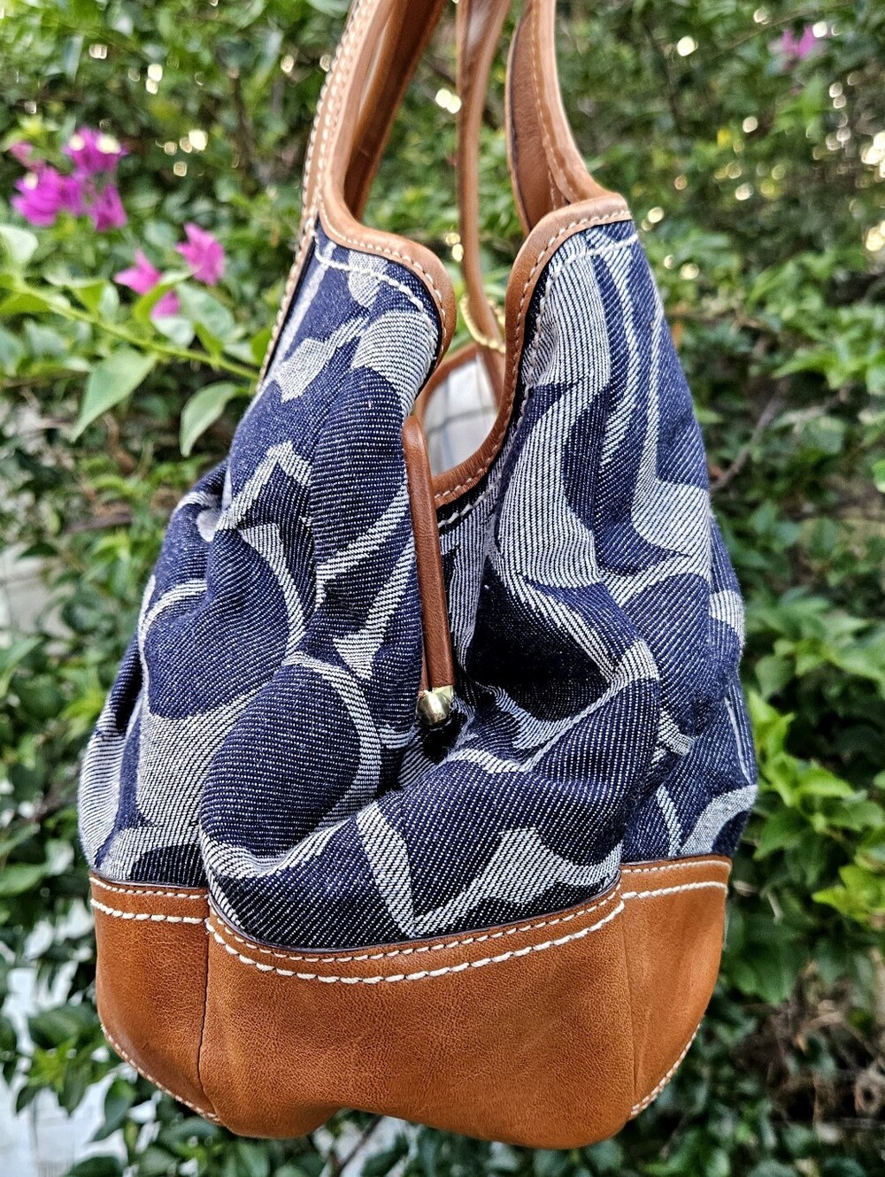 Coach Ergo 12747 Signature Denim Pleated Hobo Kissloc… - Gem